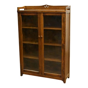 Crafters and Weavers Arts and Crafts Wood Curio Cabinet in Walnut