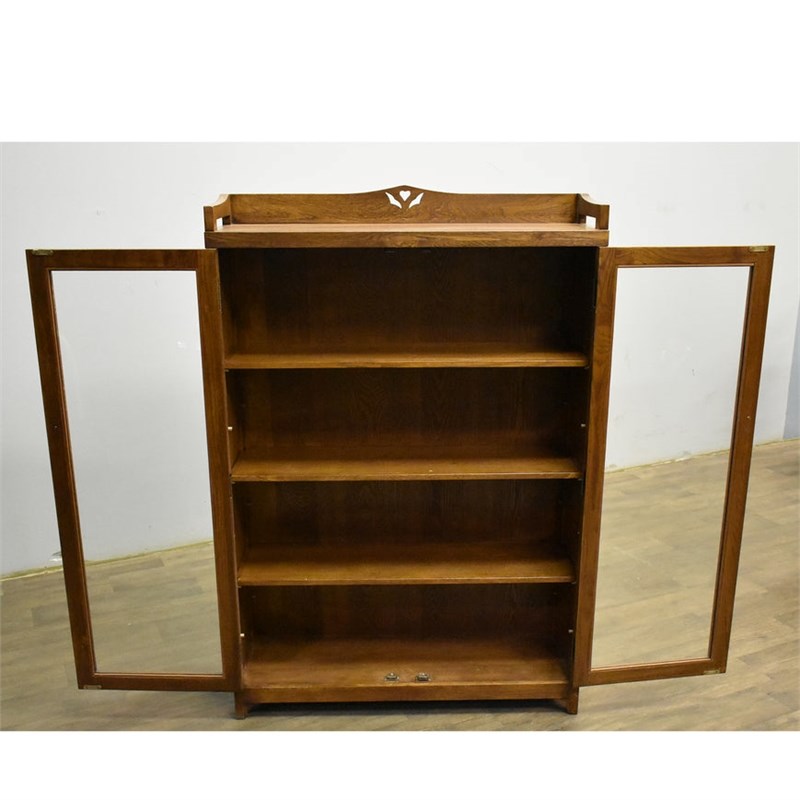 Crafters and Weavers Arts and Crafts Wood Curio Cabinet in Walnut