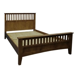 Crafters and Weavers Craftsman Mission Solid Wood King Bed with Slats in Walnut