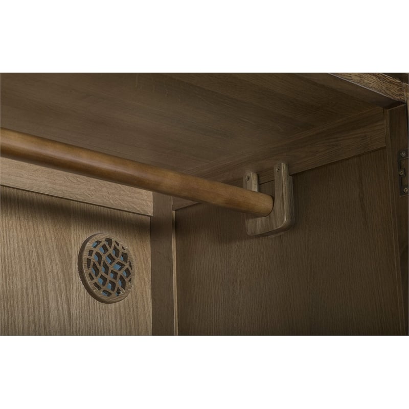 Crafters and Weavers Craftsman Mission 2-Door Solid Wood Armoire in Cherry