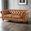 Crafters and Weavers Craftsman Mission Leather Loveseat in Light Chestnut