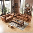 Crafters and Weavers Craftsman Mission Leather Loveseat in Light Chestnut