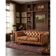 Crafters and Weavers Craftsman Mission Leather Loveseat in Light Chestnut