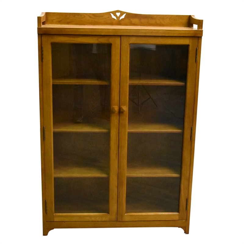 Crafters and Weavers Arts and Crafts Wood Curio Cabinet in Light Cherry
