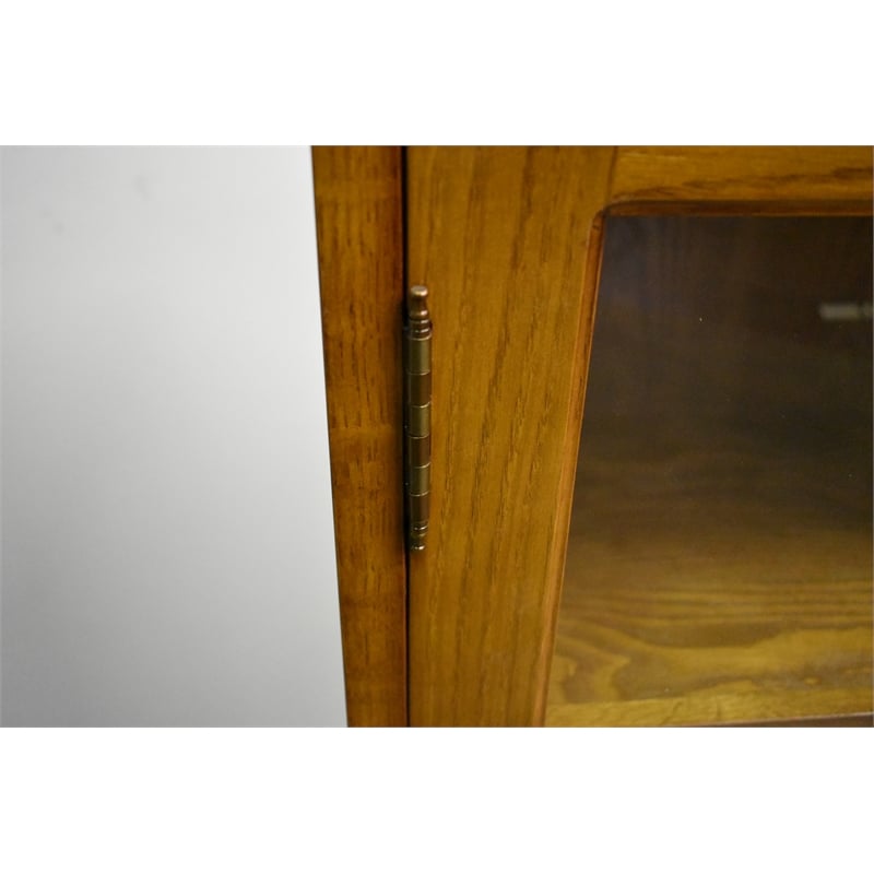 Crafters and Weavers Arts and Crafts Wood Curio Cabinet in Light Cherry