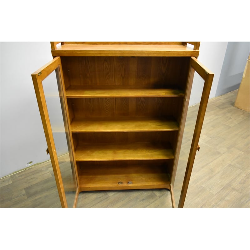 Crafters and Weavers Arts and Crafts Wood Curio Cabinet in Light Cherry