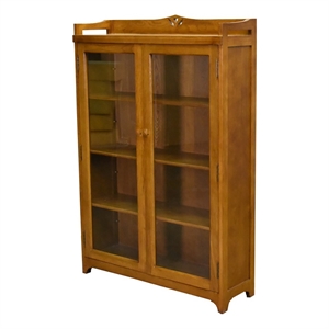 Crafters and Weavers Arts and Crafts Wood Curio Cabinet in Light Cherry