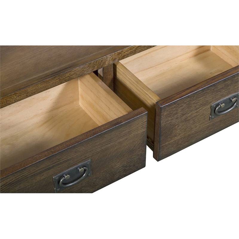 Crafters and Weavers Arts and Crafts Wood Open Shelf Bookcase in Oak/Walnut