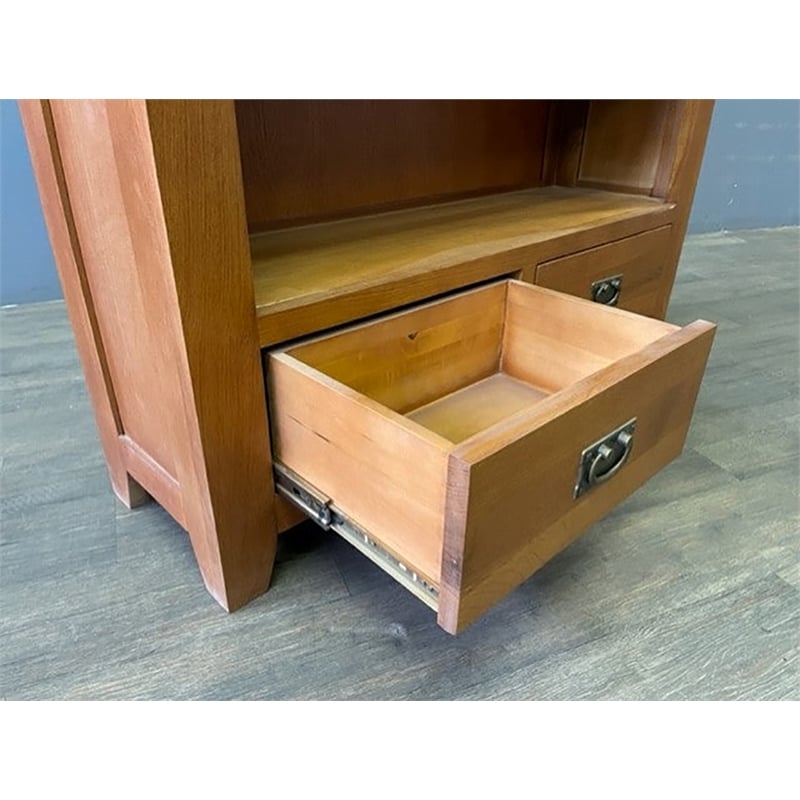 Crafters and Weavers Arts and Crafts Wood Open Shelf Bookcase in Cherry