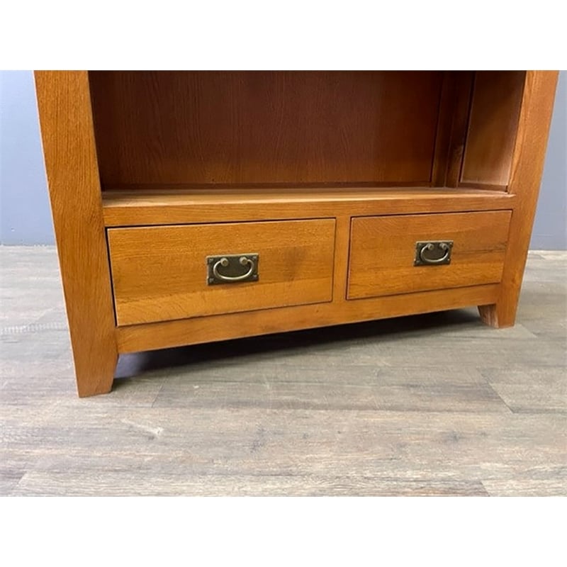 Crafters and Weavers Arts and Crafts Wood Open Shelf Bookcase in Cherry