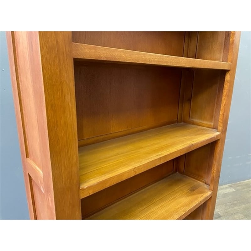 Crafters and Weavers Arts and Crafts Wood Open Shelf Bookcase in Cherry