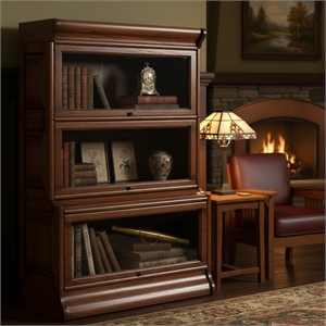Crafters and Weavers Arts and Crafts Wood Barrister Bookcase in Walnut