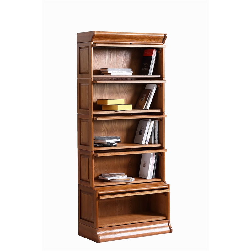Crafters and Weavers Arts and Crafts 5 Stacks Wood Barrister Bookcase in Walnut