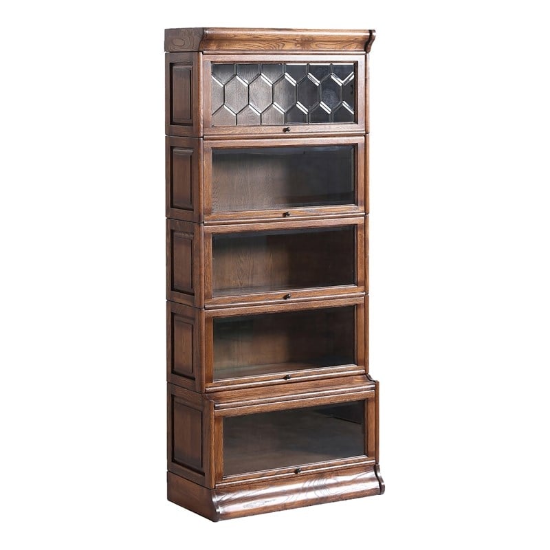 Crafters and Weavers Arts and Crafts 5 Stacks Wood Barrister Bookcase in Walnut