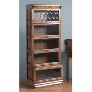 Crafters and Weavers Arts and Crafts 5 Stacks Wood Barrister Bookcase in Walnut