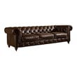 Crafters and Weavers Craftsman Mission 95&quot Leather Sofa in Brown