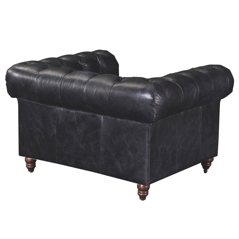 Crafters and Weavers Craftsman Mission Leather Arm Chair in Black