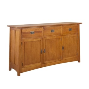 Crafters and Weavers Arts and Crafts 3-Drawer Solid Wood Sideboard in Cherry