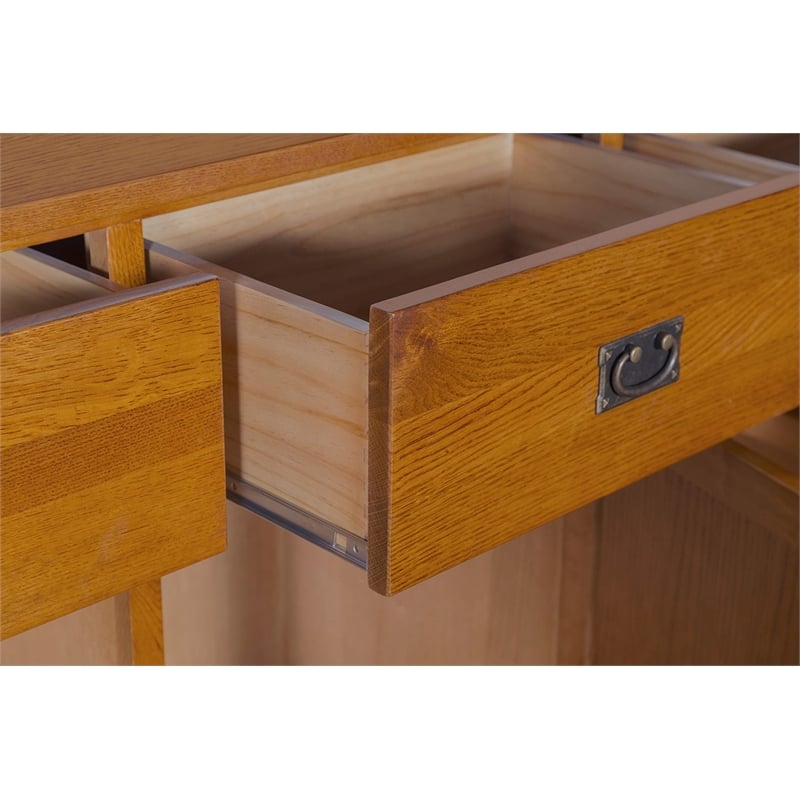 Crafters and Weavers Arts and Crafts 3-Drawer Solid Wood Sideboard in Cherry