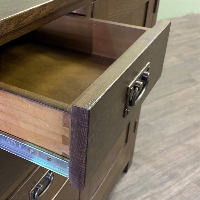Crafters and Weavers Arts and Crafts 7-Drawer Solid Wood Sideboard in Walnut