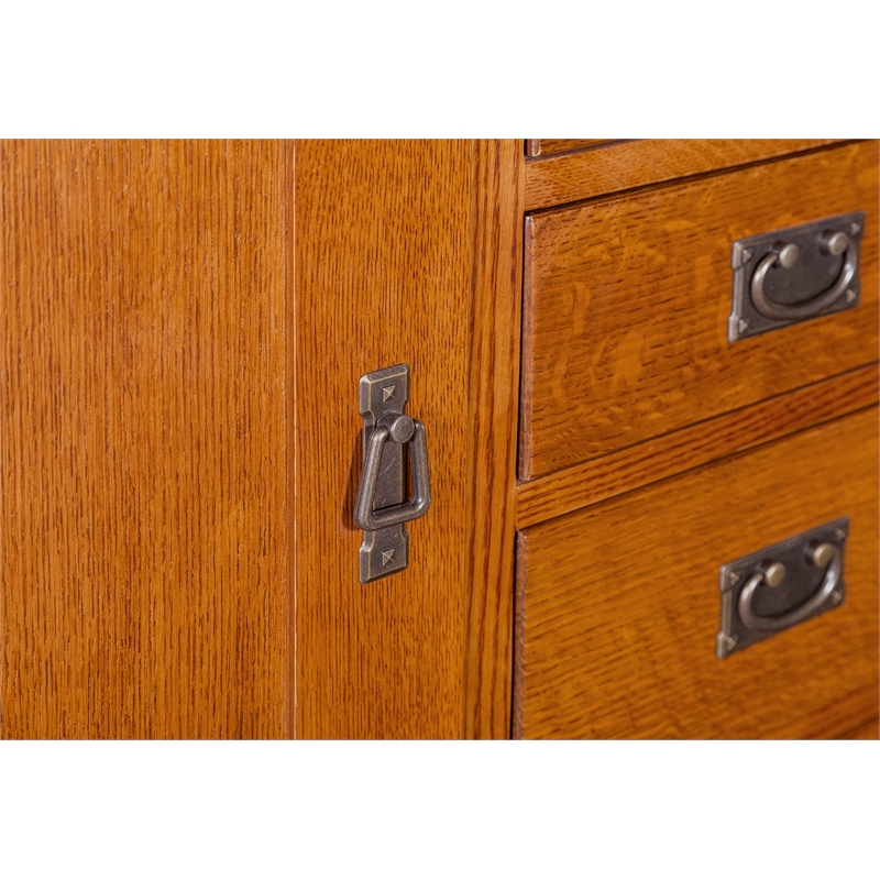 Crafters and Weavers Arts and Crafts 7-Drawer Solid Wood Sideboard in Cherry