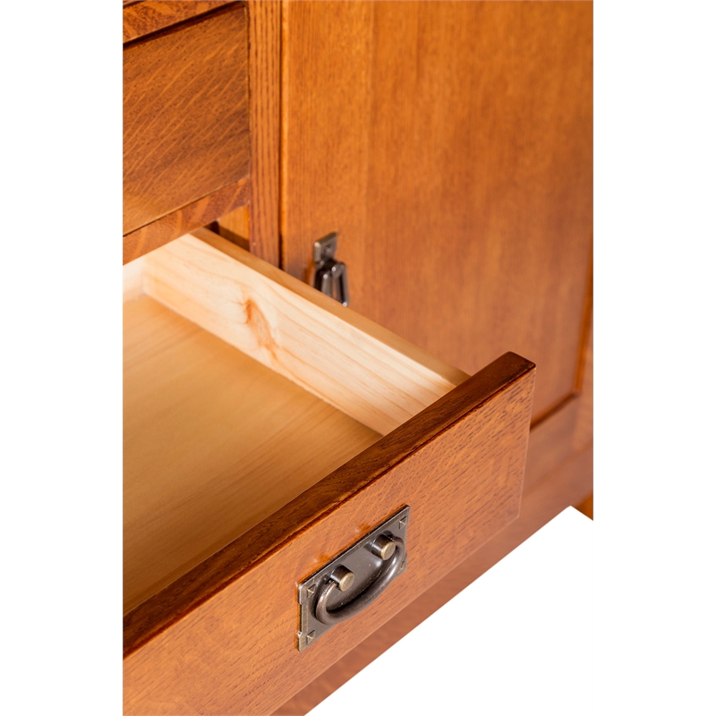 Crafters and Weavers Arts and Crafts 7-Drawer Solid Wood Sideboard in Cherry