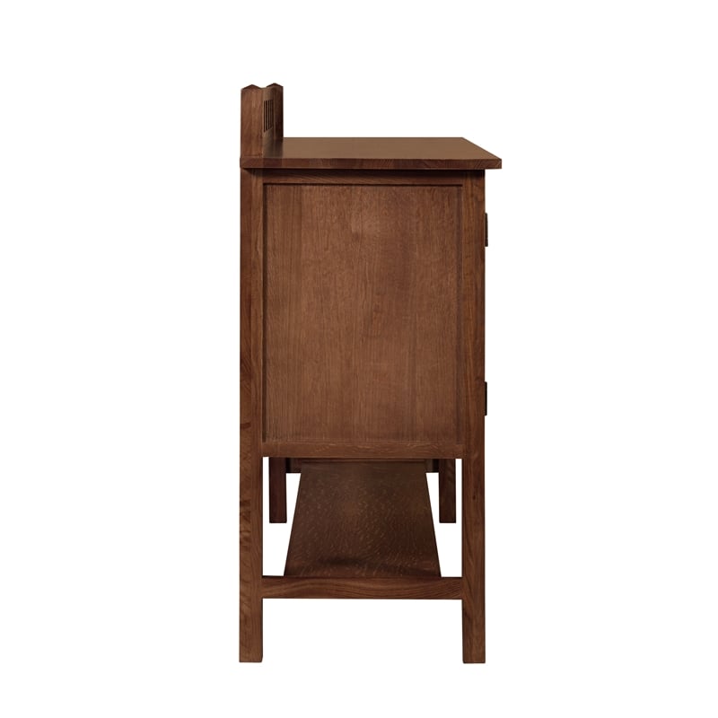 Crafters and Weavers Arts and Crafts 2-Door Solid Wood Sideboard in Walnut