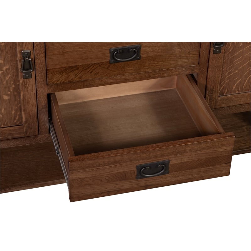 Crafters and Weavers Arts and Crafts 2-Door Solid Wood Sideboard in Walnut