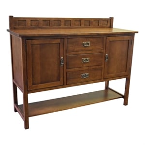 Crafters and Weavers Arts and Crafts 2-Door Solid Wood Sideboard in Walnut
