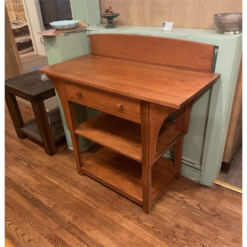 Crafters and Weavers Arts and Crafts 2-Drawer Solid Wood Console Table in Cherry