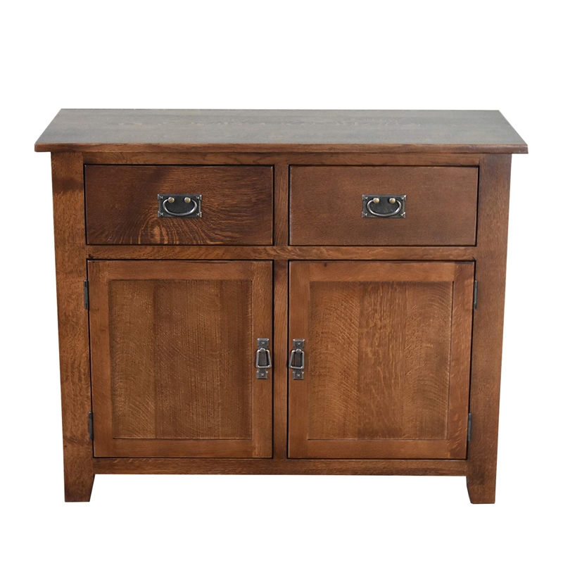 Crafters and Weavers Arts and Crafts 2-Door Solid Wood Cabinet in Walnut