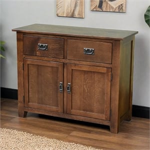 Crafters and Weavers Arts and Crafts 2-Door Solid Wood Cabinet in Walnut