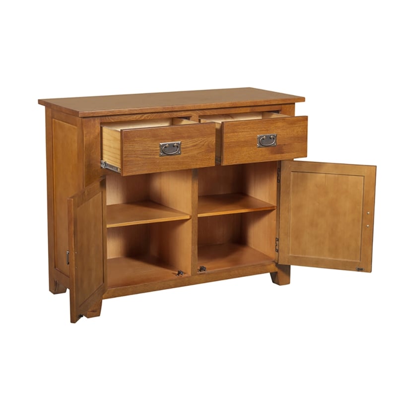Crafters and Weavers Arts and Crafts 2-Drawer Solid Wood Cabinet in Cherry