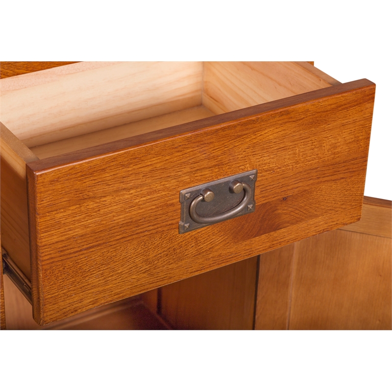Crafters and Weavers Arts and Crafts 2-Drawer Solid Wood Cabinet in Cherry