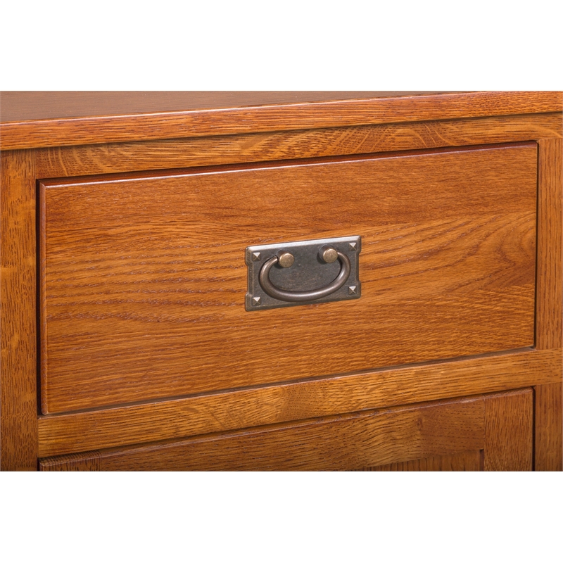 Crafters and Weavers Arts and Crafts 2-Drawer Solid Wood Cabinet in Cherry