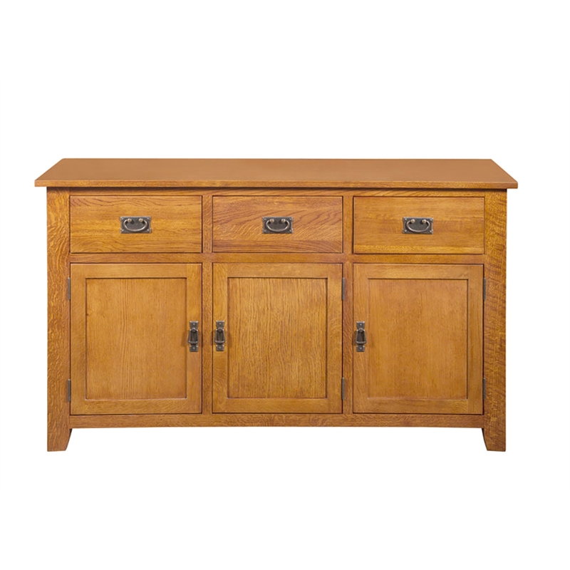 Crafters and Weavers Arts and Crafts 3-Door Solid Wood Sideboard in Cherry