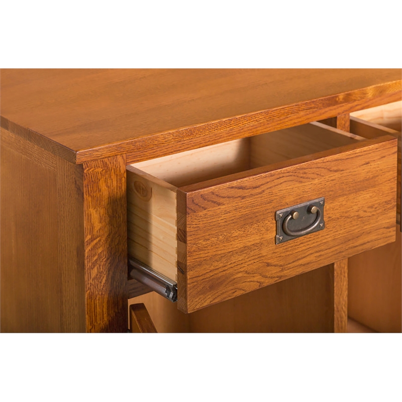 Crafters and Weavers Arts and Crafts 3-Door Solid Wood Sideboard in Cherry