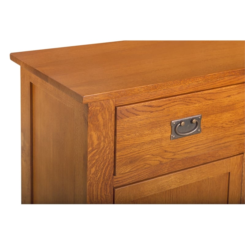 Crafters and Weavers Arts and Crafts 3-Door Solid Wood Sideboard in Cherry