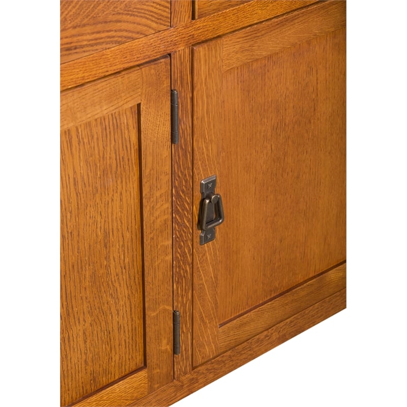 Crafters and Weavers Arts and Crafts 3-Door Solid Wood Sideboard in Cherry