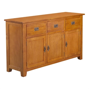 Crafters and Weavers Arts and Crafts 3-Door Solid Wood Sideboard in Cherry