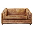 Crafters and Weavers Waco Contemporary Italian Leather Loveseat in Light Brown