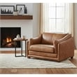 Crafters and Weavers Waco Contemporary Italian Leather Loveseat in Light Brown