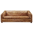 Crafters and Weavers Waco Contemporary Italian Leather Sofa in Light Brown