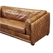 Crafters and Weavers Waco Contemporary Italian Leather Sofa in Light Brown