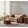 Crafters and Weavers Waco Contemporary Italian Leather Sofa in Light Brown