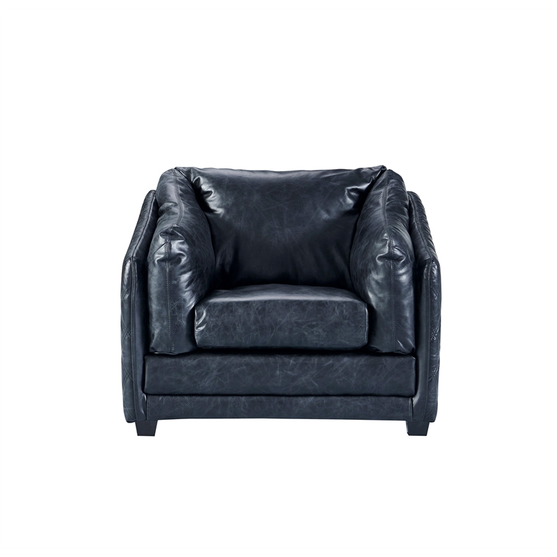 Crafters and Weavers Waco Contemporary Italian Leather Arm Chair in Slate