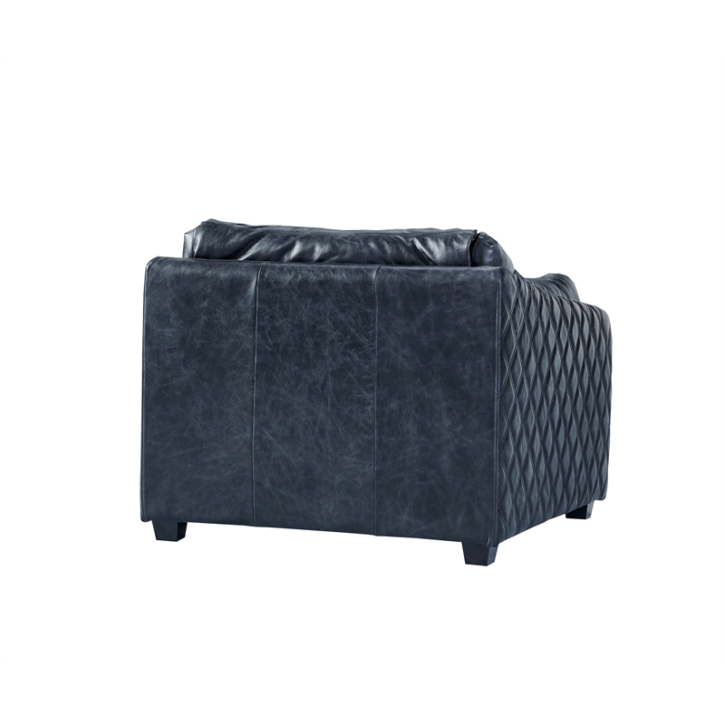 Crafters and Weavers Waco Contemporary Italian Leather Arm Chair in Slate
