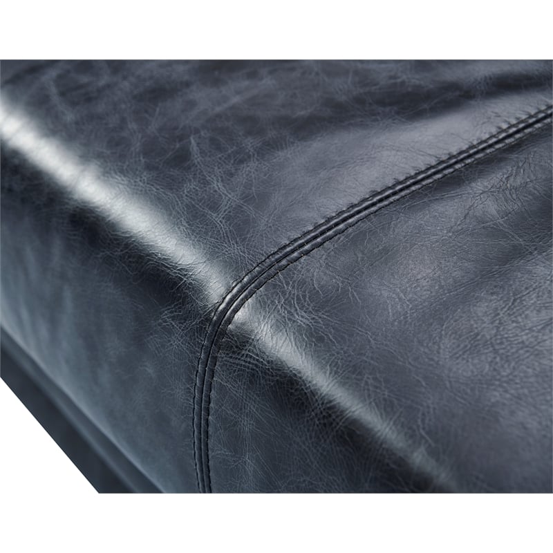 Crafters and Weavers Waco Contemporary Italian Leather Loveseat in Slate