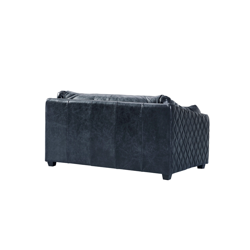 Crafters and Weavers Waco Contemporary Italian Leather Loveseat in Slate