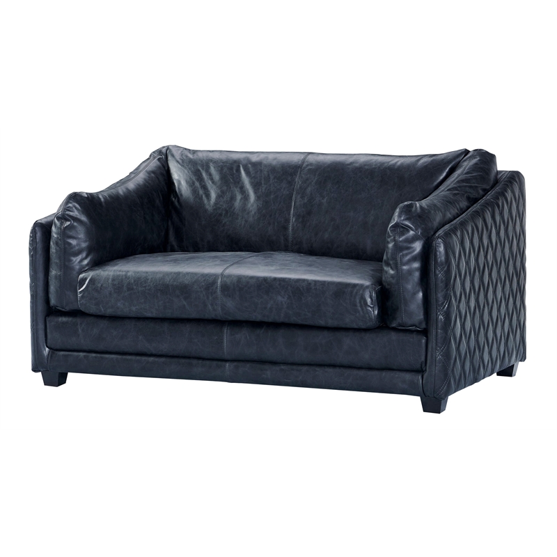 Crafters and Weavers Waco Contemporary Italian Leather Loveseat in Slate